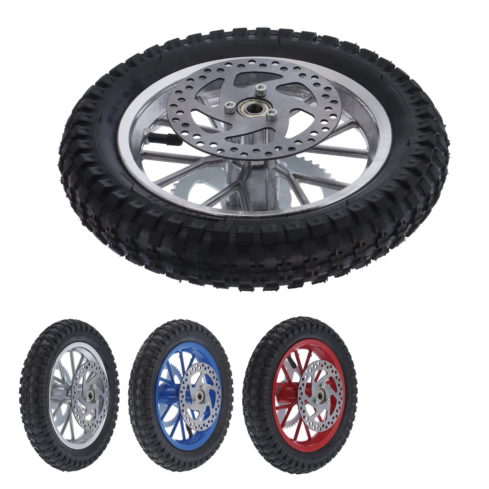 12.5x2.75in Mini  Rear Wheel AntiSkid Rubber Steel Alloy for 47cc 49cc 2 Stroke Dirt Bike  Bike Rear Wheel