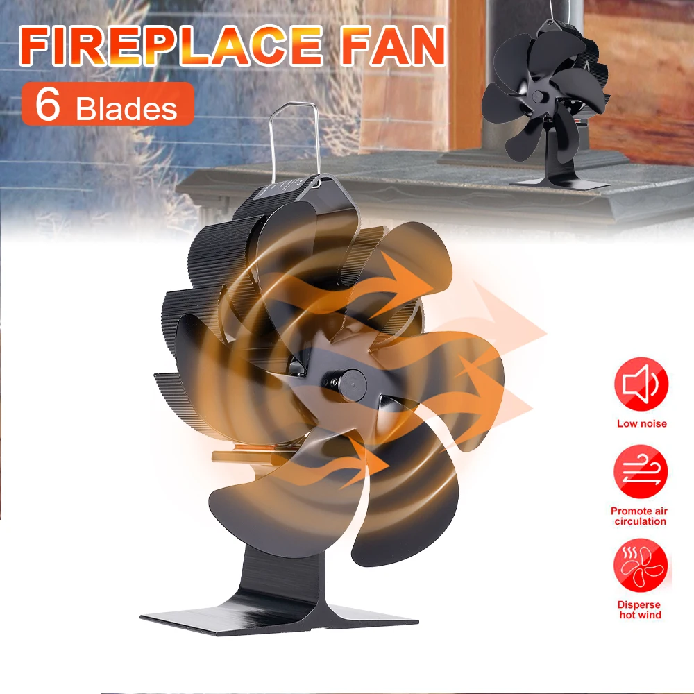 

Fireplace Fan 6 Blades Heat Powered Stove Fan No Battery or Electricity Required Log Wood Burner Eco Fan Home Firewood Heater