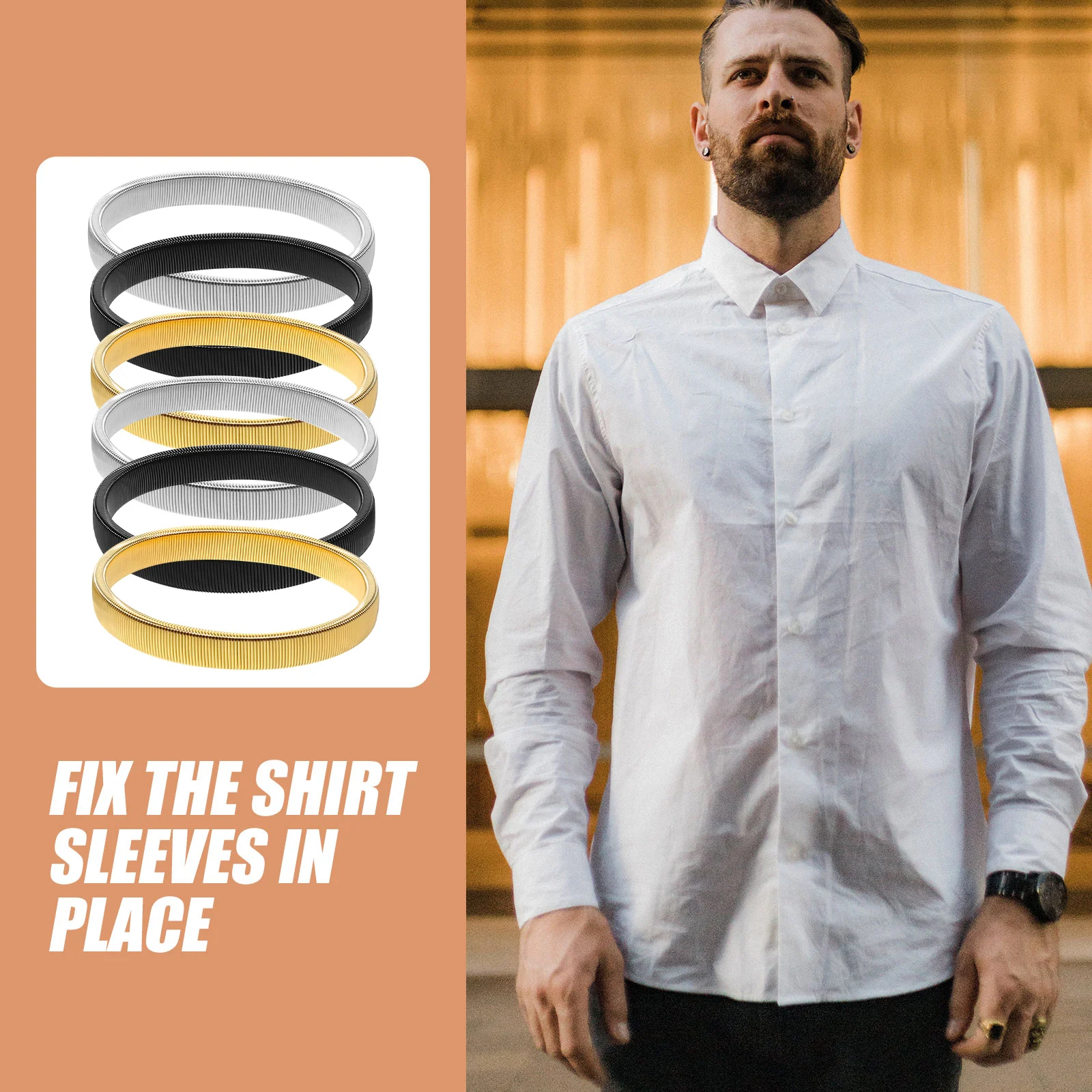 

6 pcs Elastic Sleeve Holders Anti slip Arm Cuffs Garter Elastic Shirt Sleeve Holders Belt Men Stylish Breathable Longwear