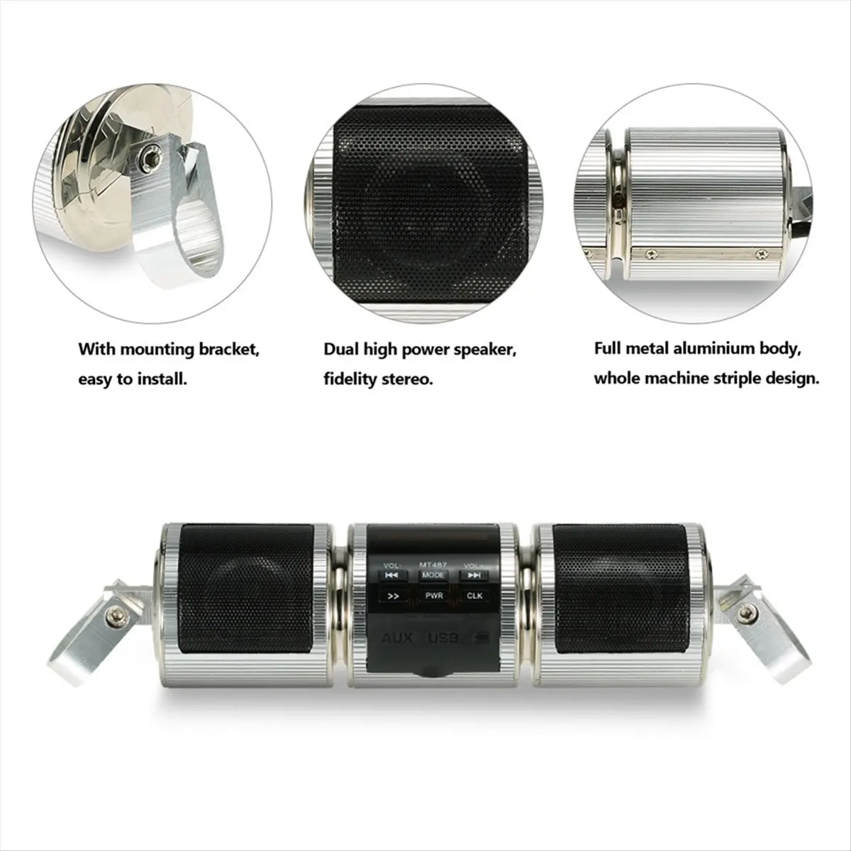 

(ABGQ) BT Аудиосистема для мотоцикла: Стереодинамик, MP3-плеер, Усилитель, USB, FM-радио, для скутеров и велосипедов, модель B