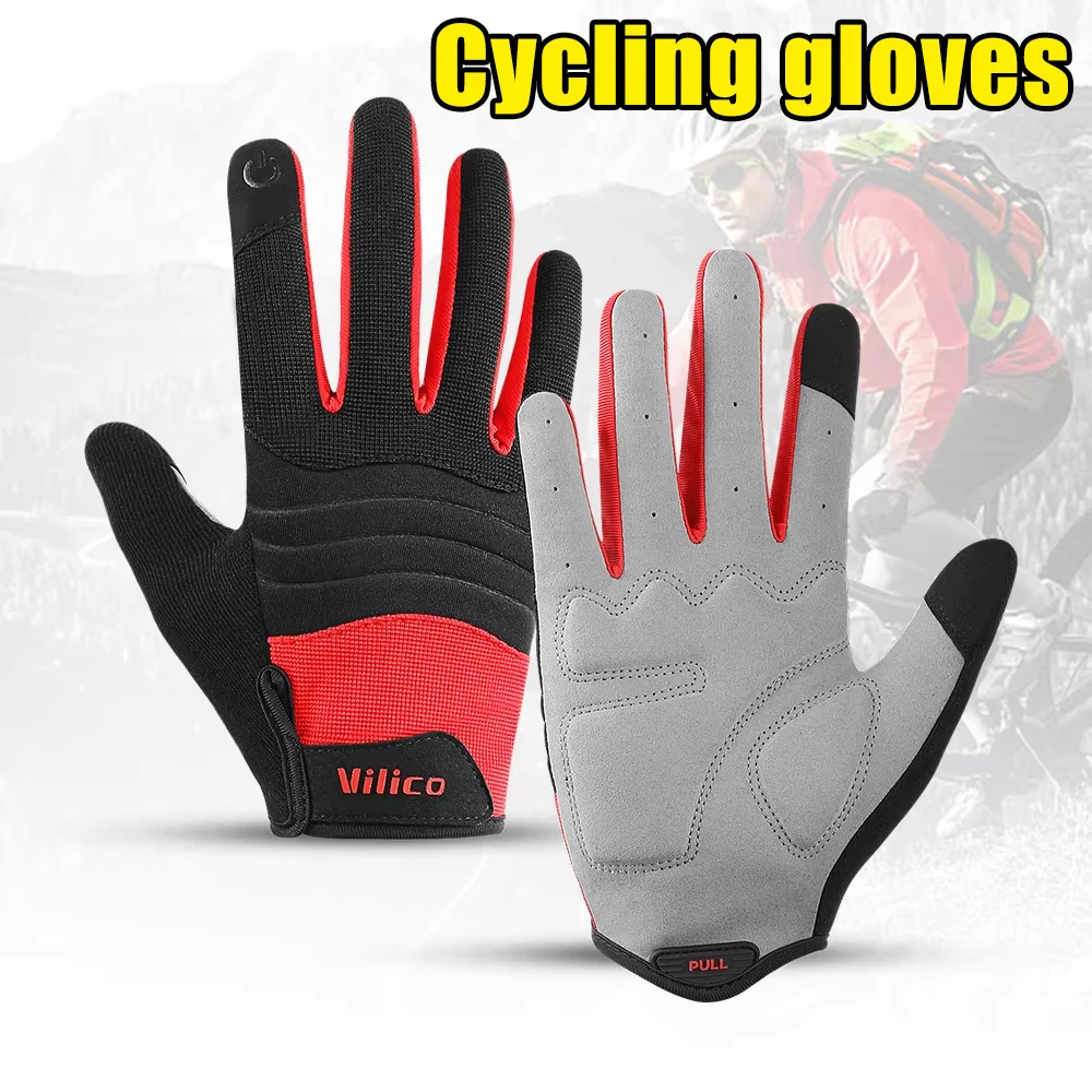 Winddichte Fahrradhandschuhe, stoßdämpfende und verschleißfeste Touchscreen-Rutschfeste All-Terrain-Fahrradhandschuhe, lange Fahrradhandschuhe