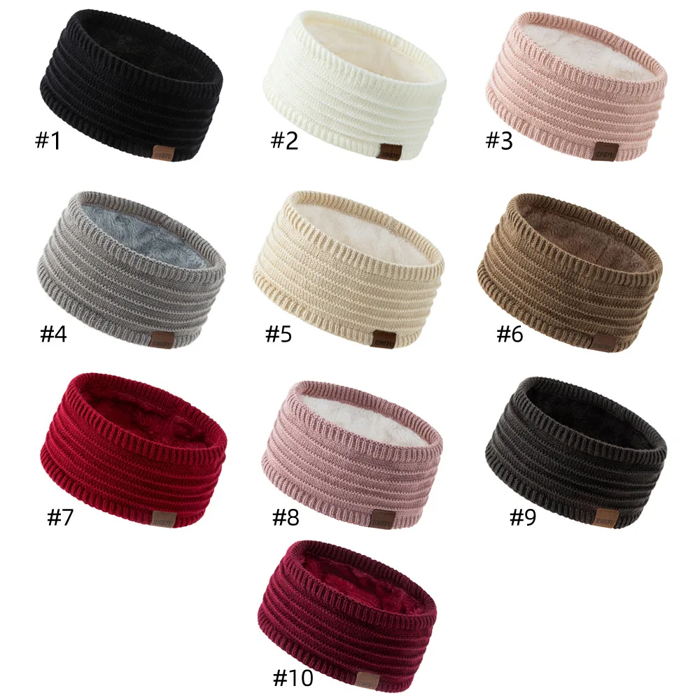 Winter gestricktes Stirnband dicker Häkel-Turban gestrickter Ohrenwärmer mit Plüschfutter elastische Turban-Kopfwickel Haarschmuck – Detail 2