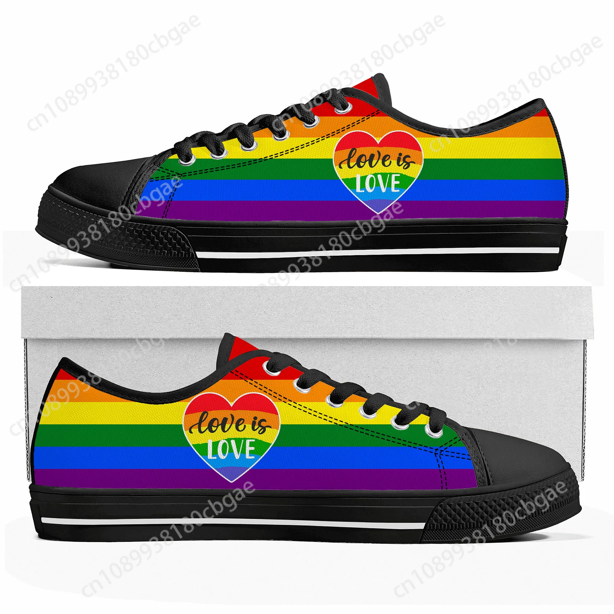 

LGBT ocmogic Pride rainbow Low Top Sneakers Mens Womens Teenager Canvas Sneaker Casual Custom Made Shoes Customize Shoe