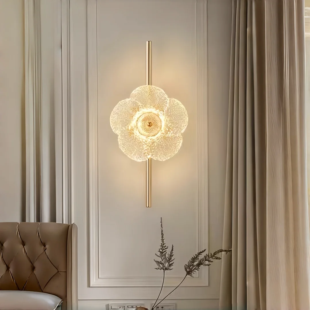 Modern Luxury Vertical Floral Wall Light for Bedroom Vanity Corridor Glam Upscale Contemporary Villa Interior Decor Lamp