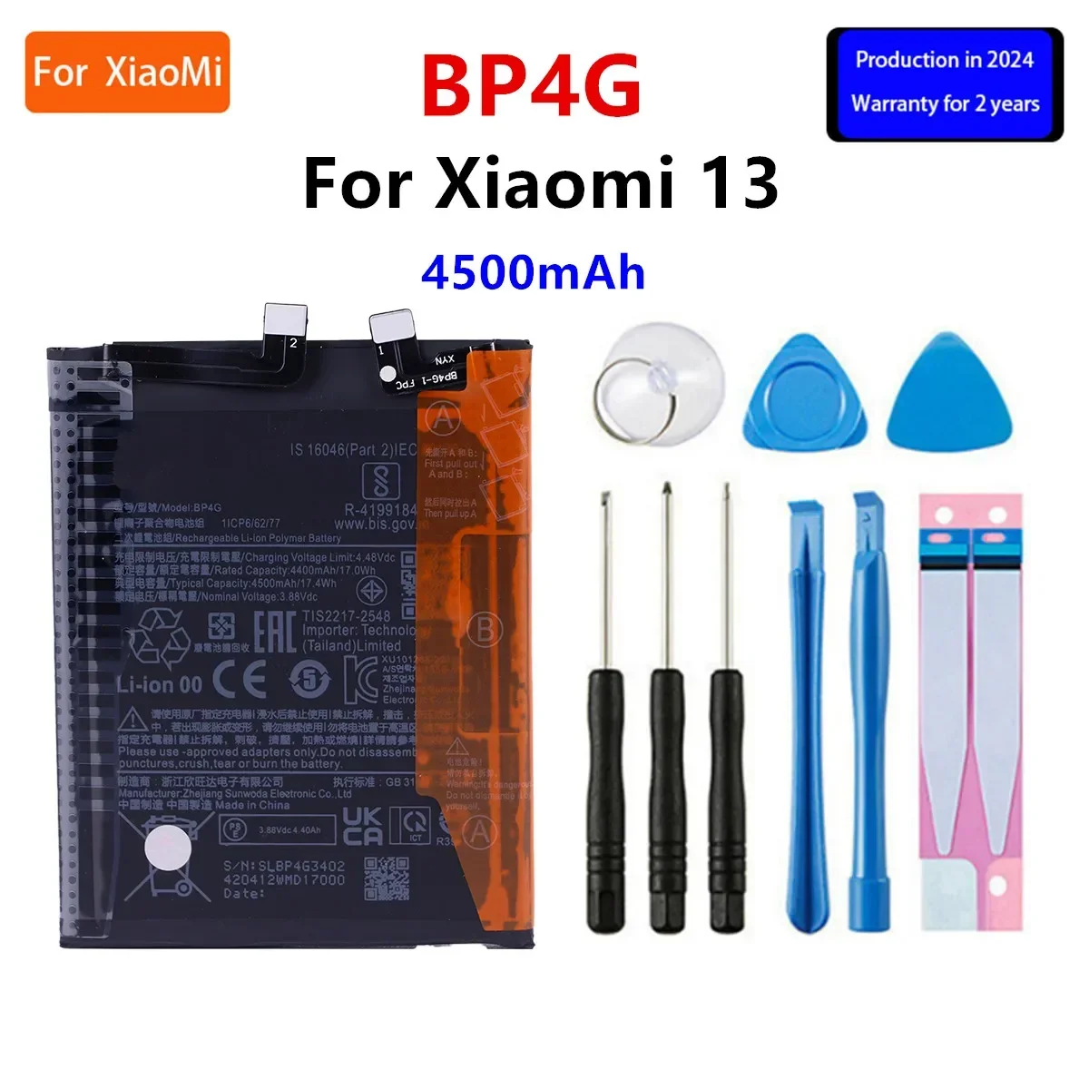 Brand New Battery BP4G 4500mAh  For  Xiaomi Mi 13  Phone Replacement Batteries+Tools