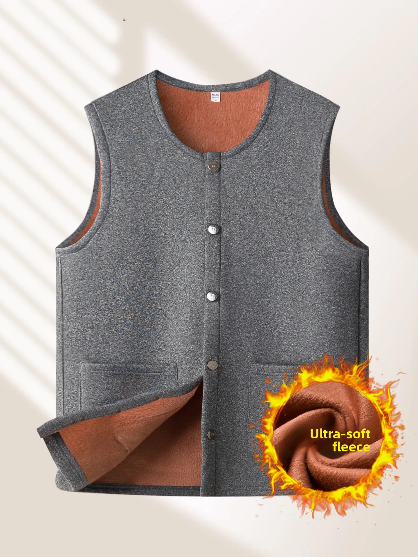 

Ultra Soft Fluffy Vest Men's round Ne Svel Thi Warm Dad's New Autumn Winter Vest Busin Gentleman Sle Polyester...
