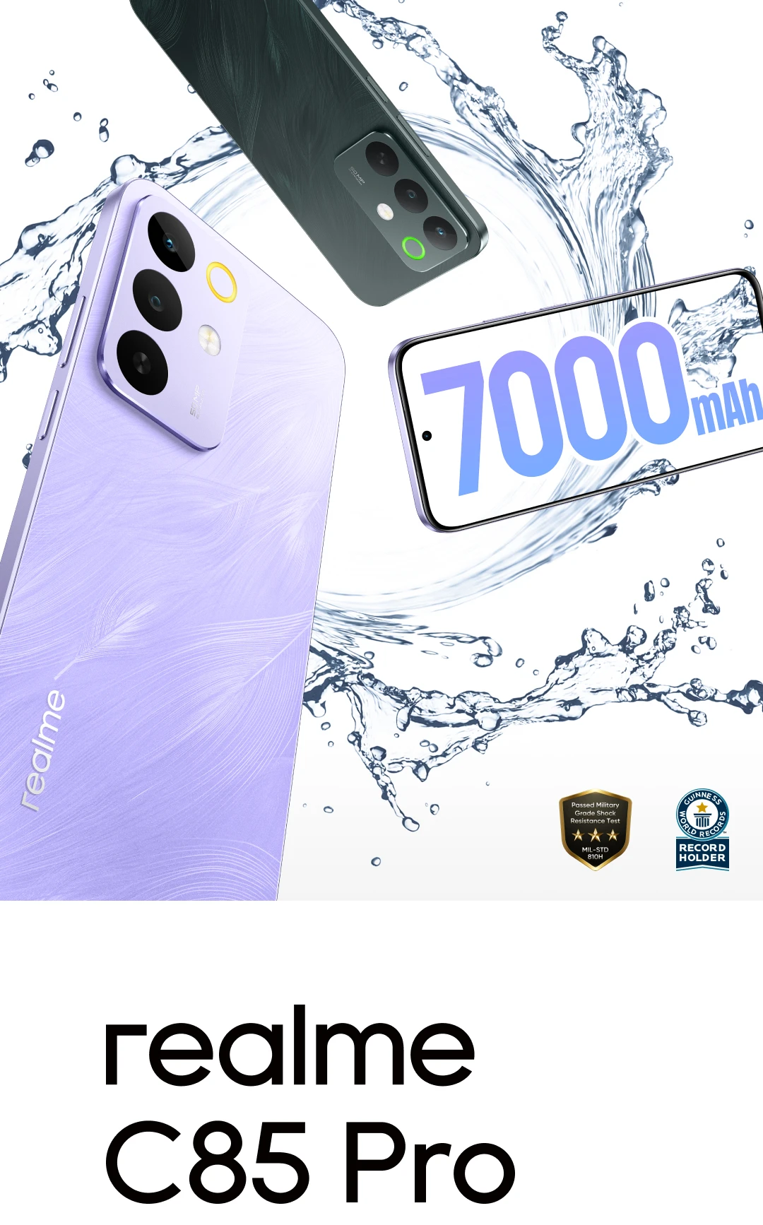 realme C85 Pro Smartphone NFC 7000mAh Battery 45W Charge Snapdragon 685 Chipset 6.8" 120Hz AMOLED Display 50MP Camera IP69 Pro