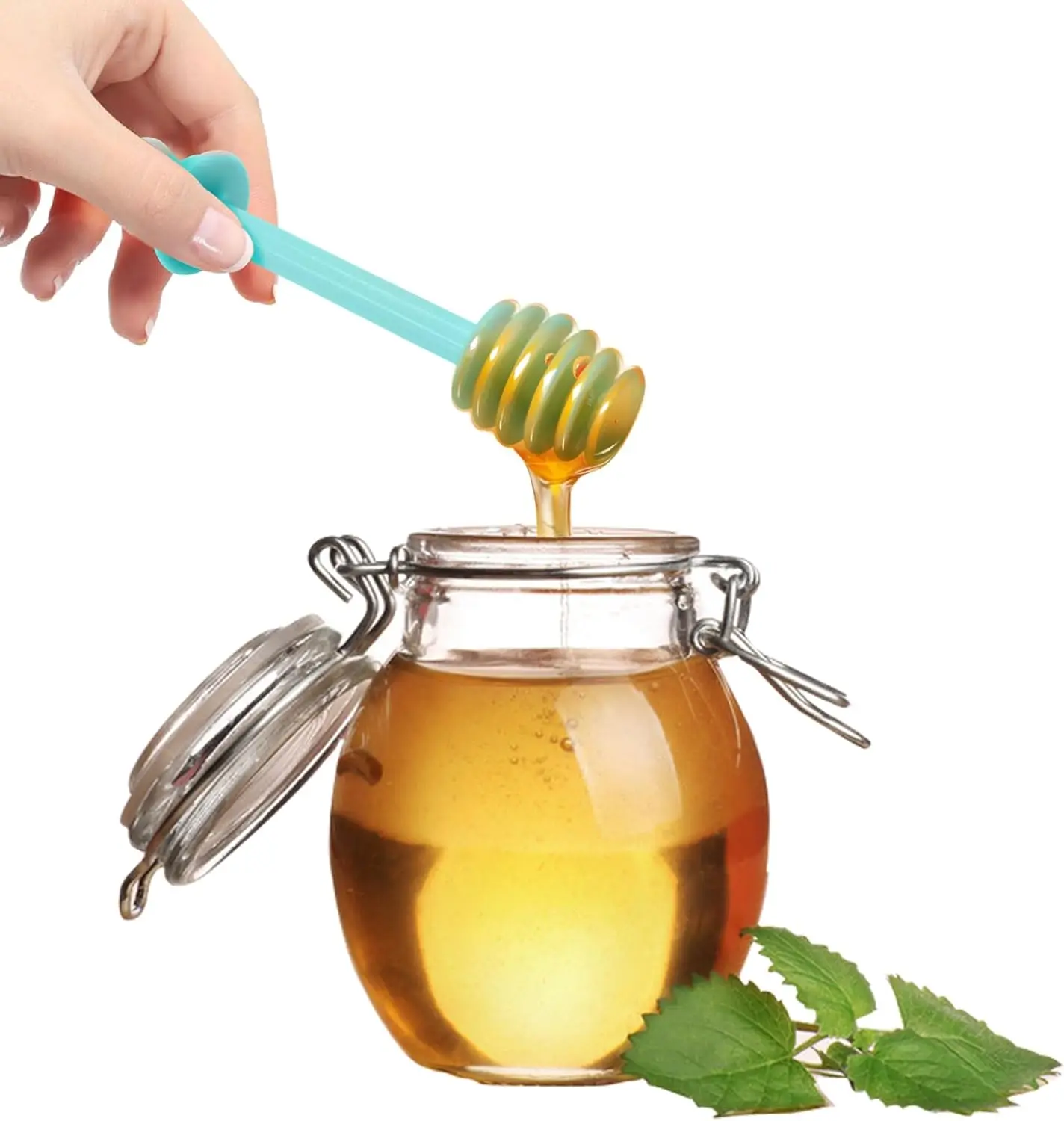 4pcs Honey Dipper Sticks PP Honey Dipper 5 Inch Large Honeycomb Sticks Plastic Honey Stirrer Stick for Honey Jar Dispense Drizzl