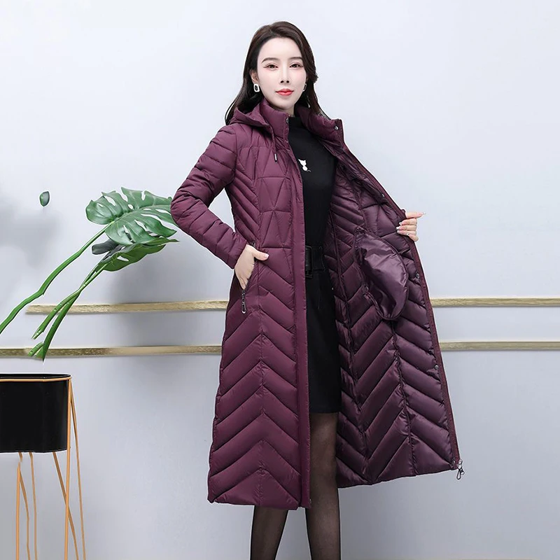 Light And Warm Down Cotton-padded  Women's Long 2023 Winter New Slim Explosion Diamond Cotton-padded  Fashion Coat.