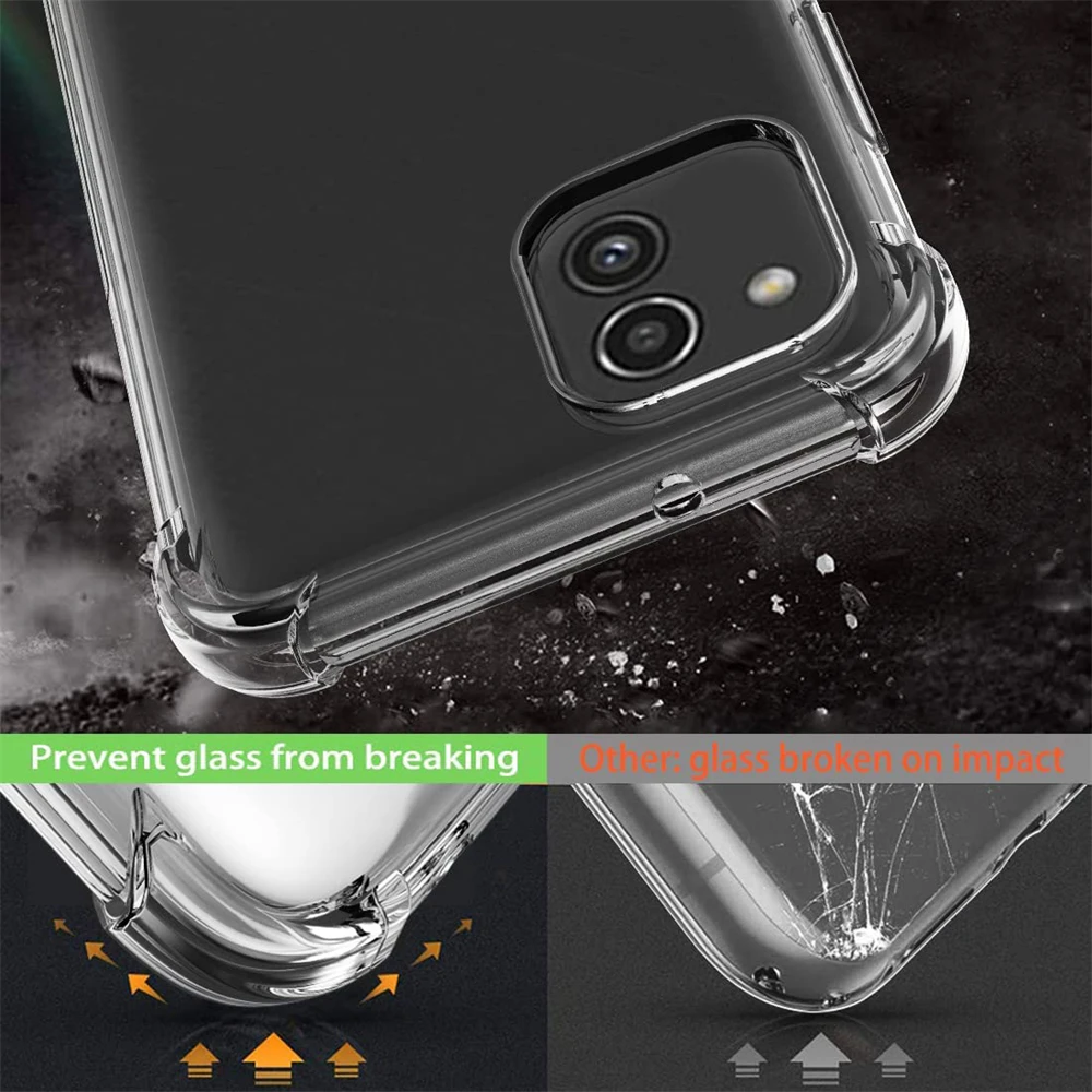 Shockproof Clear Silicone Case for Samsung Galaxy A12 A23 A33 A53 A73 A14 A24 A34 A54 A13 A22 A32 A52 A72 5G Soft Cover Cases