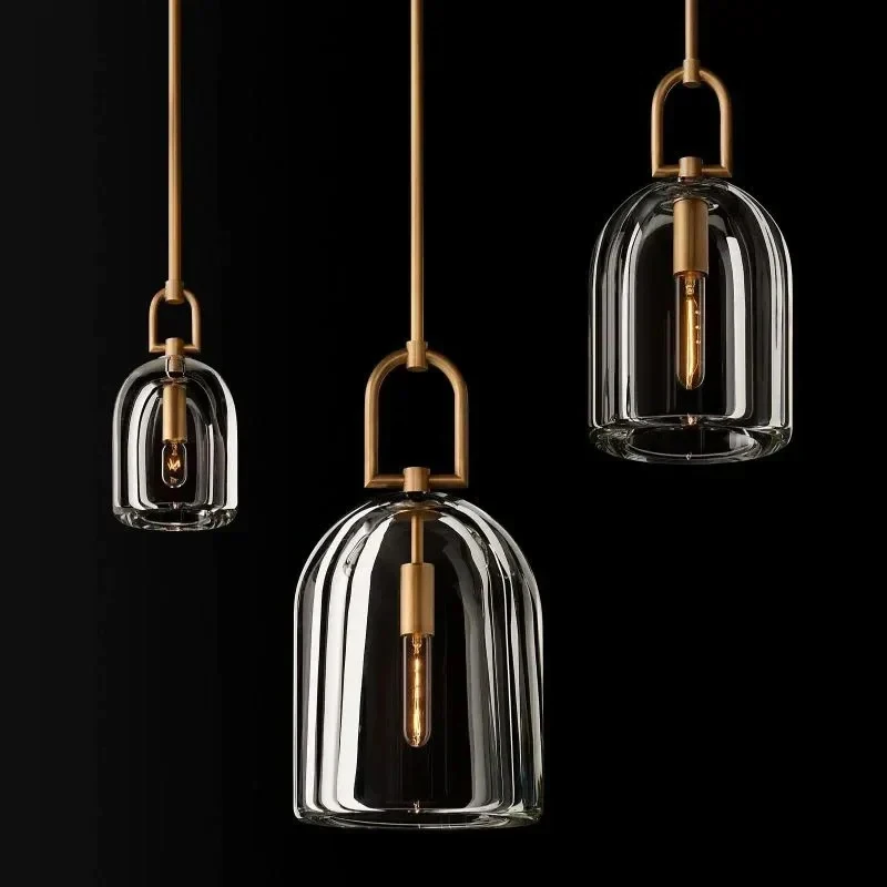 American Bar Hotel Restaurant Decoration Blown Glass Chandelier Hanging Lamp Luxury Crystal Lighting Cloche Pendant Lights