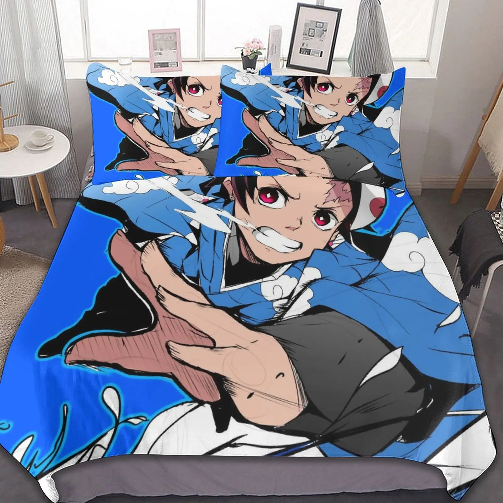 3-Piece Bedding Set (1 Duvet Cover + 2 Pillow Shams) Tanjiro Demon Slayer Style 86