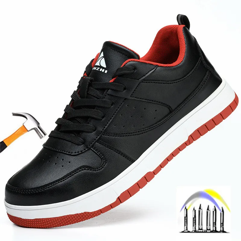 

Steel toe man work boots industrial fashion safety shoes Men non-slip work sneakers construction Waterproof work mens shoes