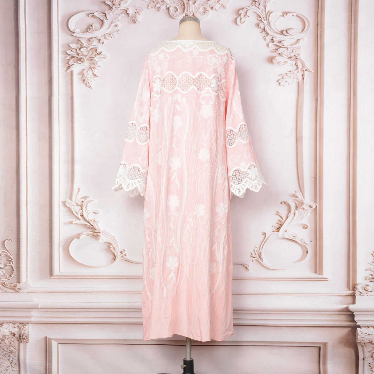 Sweet Floral Embroidered Party Dubai Abaya Dress for Women, Moroccan Arabian Traditional Jalabiya Kaftan, Ramadan Islam Clothing