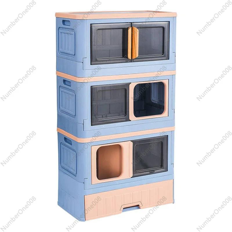 

Fully Enclosed Cat Litter Box, Foldable Drawer-Type with Top Entry, Anti-Tracking & Odor Control Kitty Toilet, In Stock
