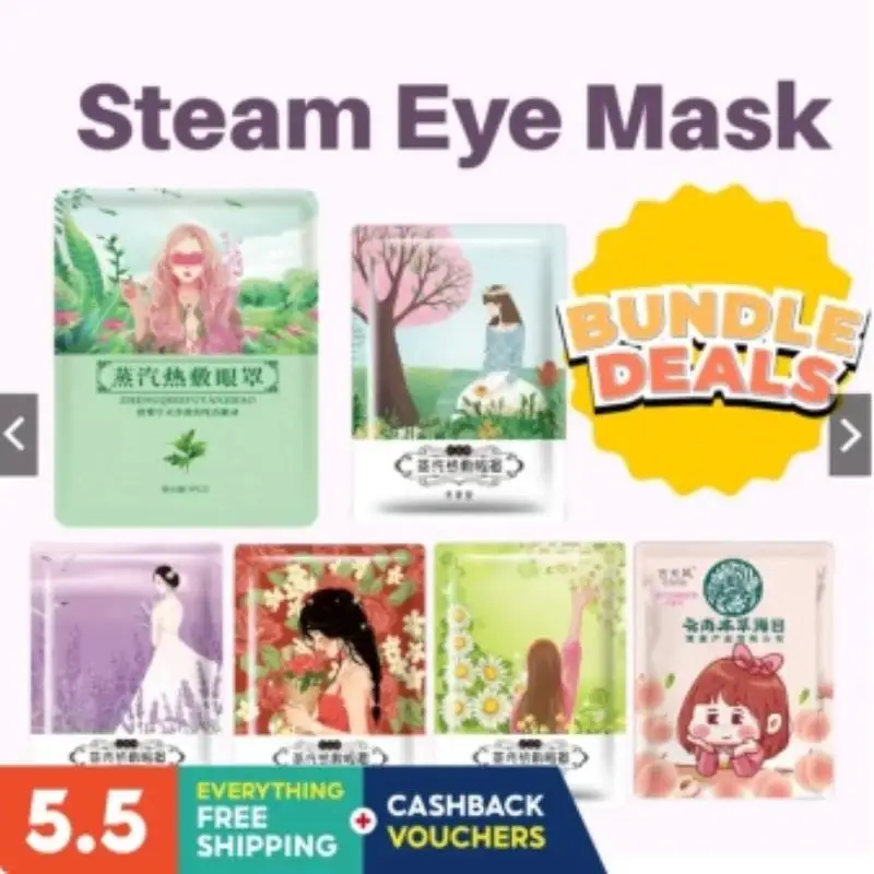 

5pack Self-heating Steam Eye Masks All Blackout Available In Lavender Chamomile Rose Artemisia & Peach Scents