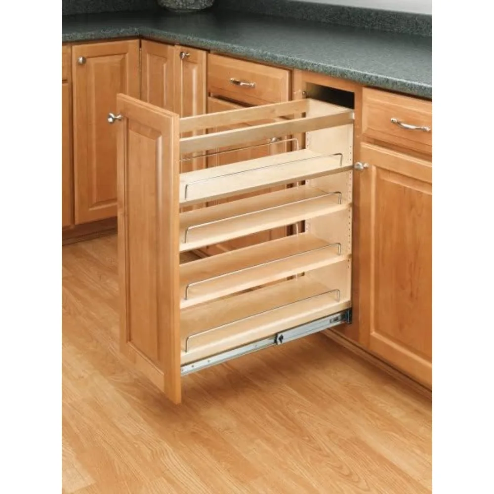 Pull Out Cabinet Organizer,5-Inch Kitchen Cabinet Base Filler Wood , Wholesalehome Installation Kit Included, Maple