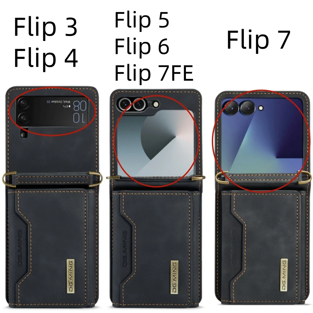 Case for Samsung Galaxy Z Flip 7 7FE 6 5 4 3 with Card Holder Magnetic  Wallet Kickstand Shockproof Protective PU Leather Cover