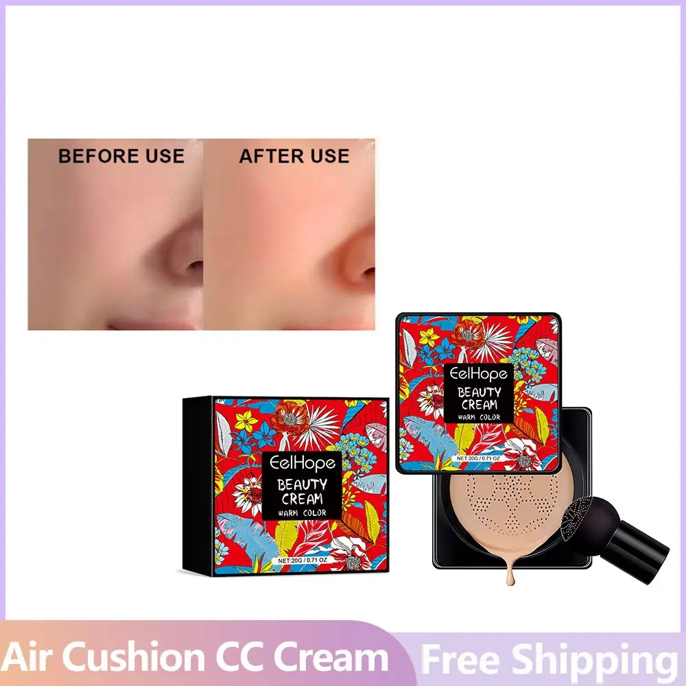 EELHOE-Cogumelo Cabeça Almofada de Ar CC Cream, Pó Puff, Hidratante, Clareamento, Fundação, Corretivo, BB Cream, Maquiagem Cosmética