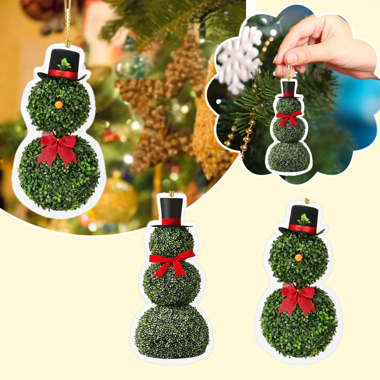 2d عيد الميلاد الحلي ثلج على شكل الاكريليك قلادة شجرة عيد الميلاد زخرفة ديكورات المنزل الحلي قلادة نافيداد #2