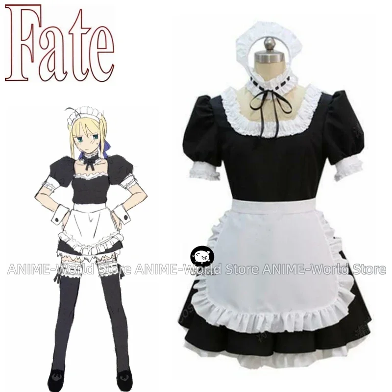 Fate Stay Night Cosplay Costume Fate Zero Saber Cosplay Maid Costume Black and White Maid Uniform Halloween Costumes