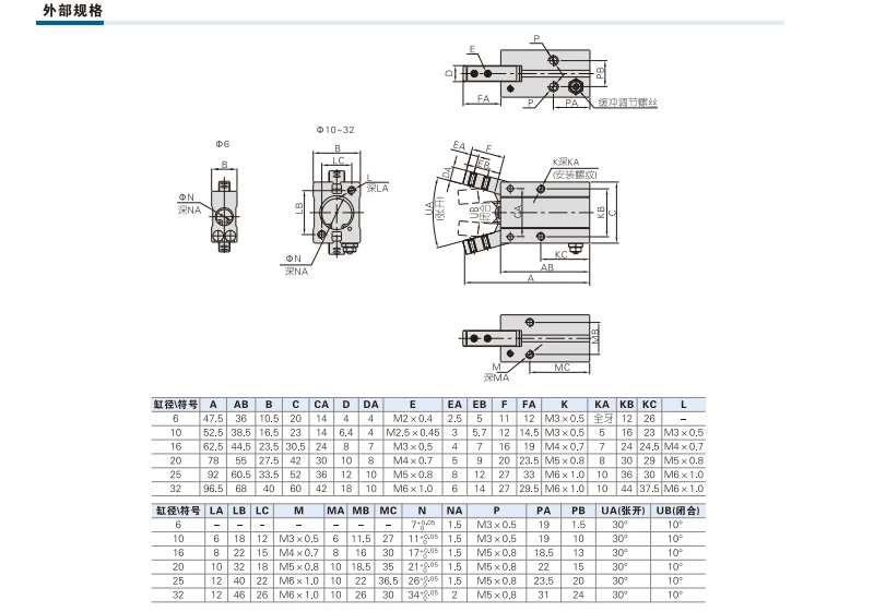 Airtac Typ 180 ° Klaue Grad eckiger Stil Greifer kleiner Pneumatikzylinder Maske Maschine Fingerzylinder HFY/HFTY 6 10 16 20 25 – Detail 4