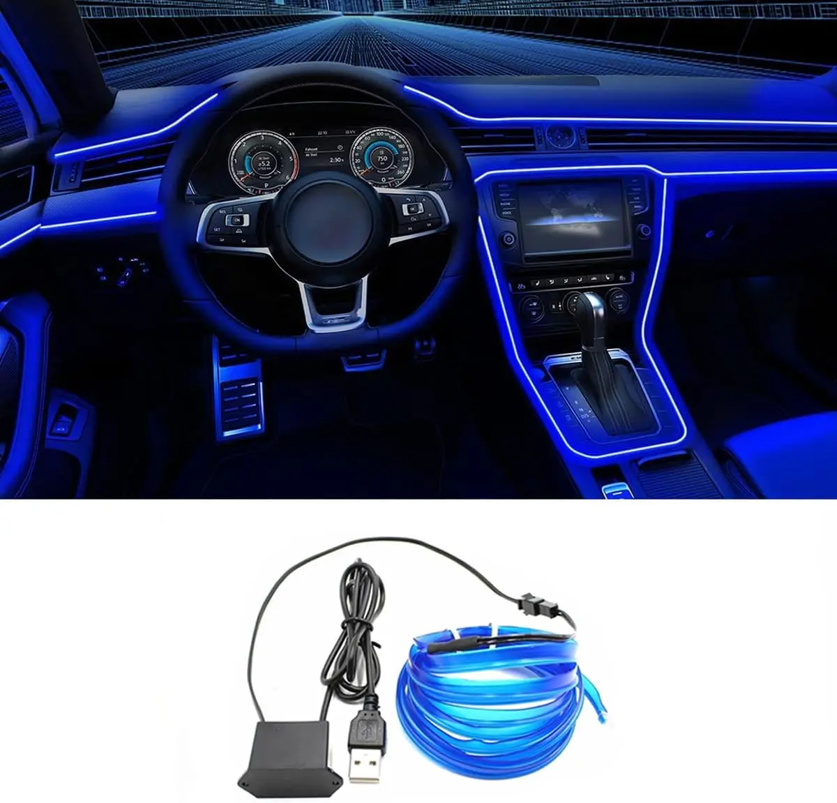 LED Car Interior Lighting Strip Auto LED Strip Garland EL Wire Rope Car Decoration Lamp Flexible Tube Neon Car Accessories