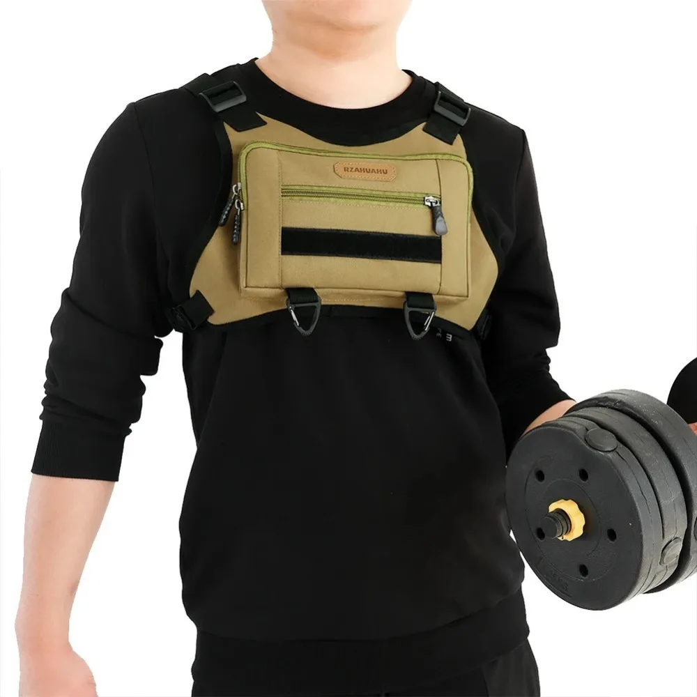 Sport Front Chest Bag For Men Women Fashion Streetwear Chest Pack Built-In Phone Holder & Extra Storage For Running Cycling