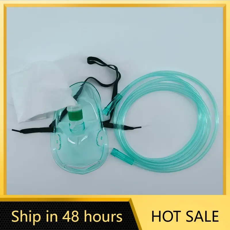 Medical PVC Non-Rebreathing Face Mask with Elastic Strap 2m Tube High Concentration for Adult & Child - Respiratory Protection