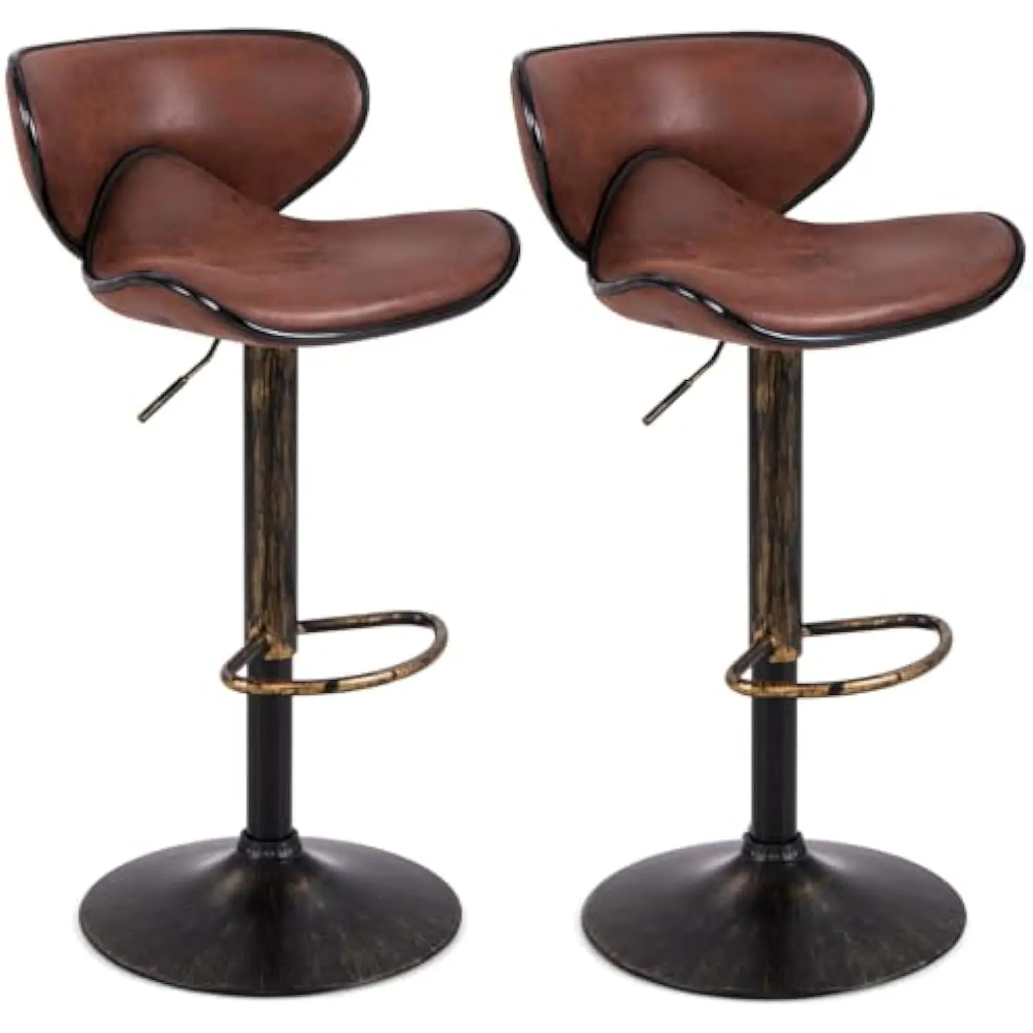 

Set of 2 Barstools, Swivel Bar Stool with Backrest, Footrest and Height Adustable, Counter Barstool for Bar, Kitchen, Dining