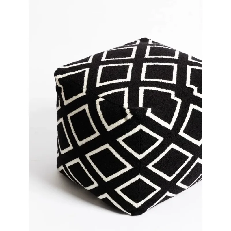 

Black and white three-dimensional relief seat pier living room removable and washable shoe changing stool low stool