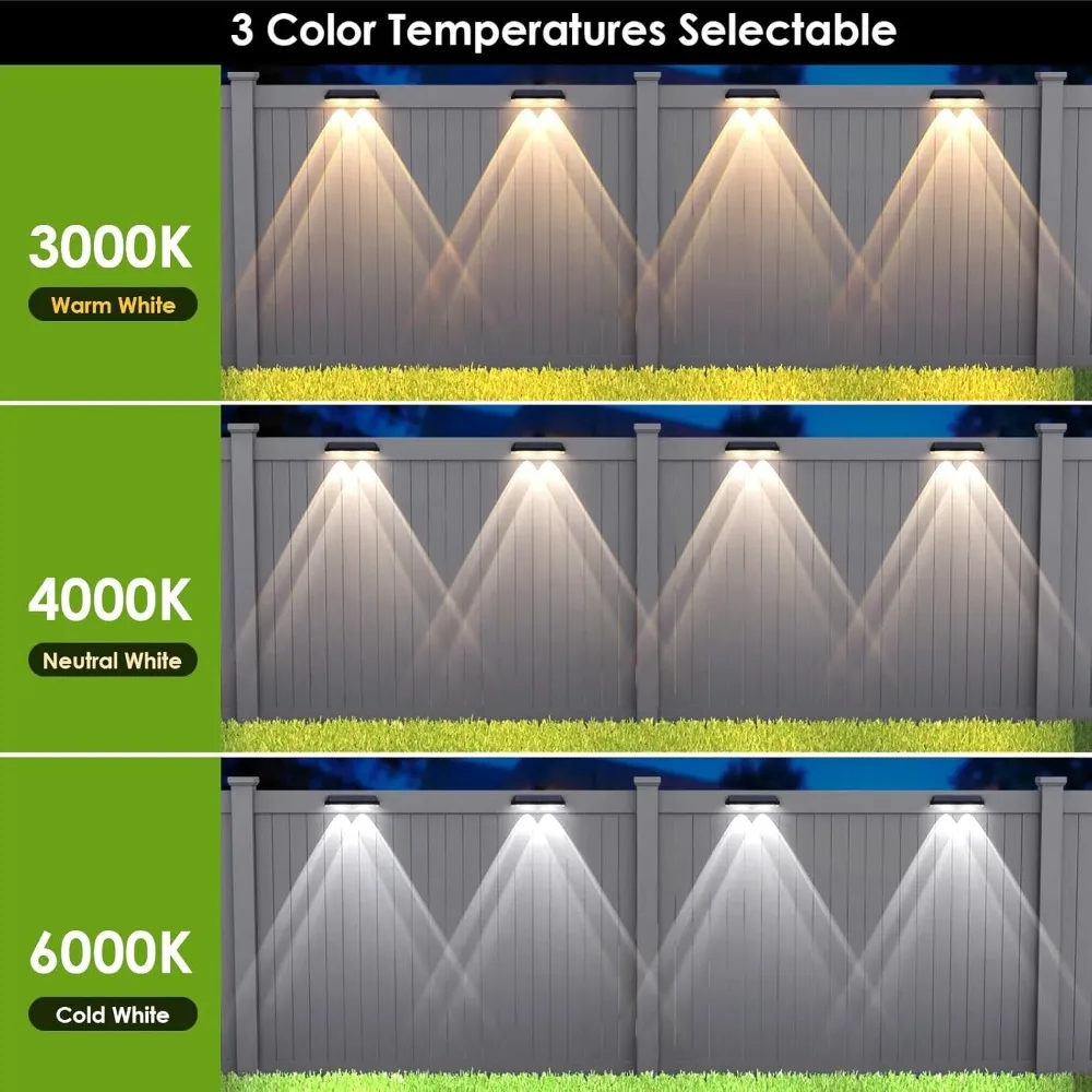 Luci per recinzione solare Outdoor - 3 Mode, luci solari per recinzione impermeabile IP65 per esterni, luci solari per esterni (confezione da 8)