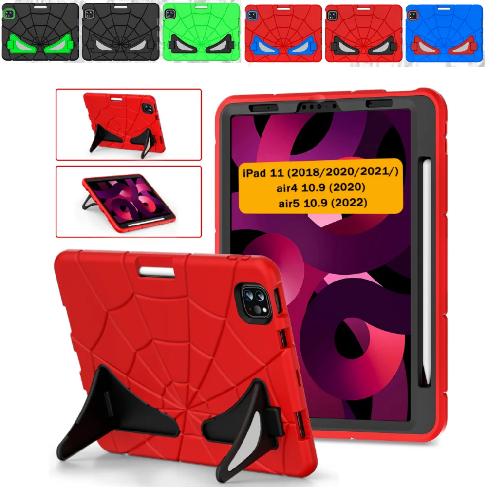 Shockproof Kids Case for iPad Pro 11 4th 3th 2th 1th Silicone +PC Spider Cover for Air 5 4 10.9