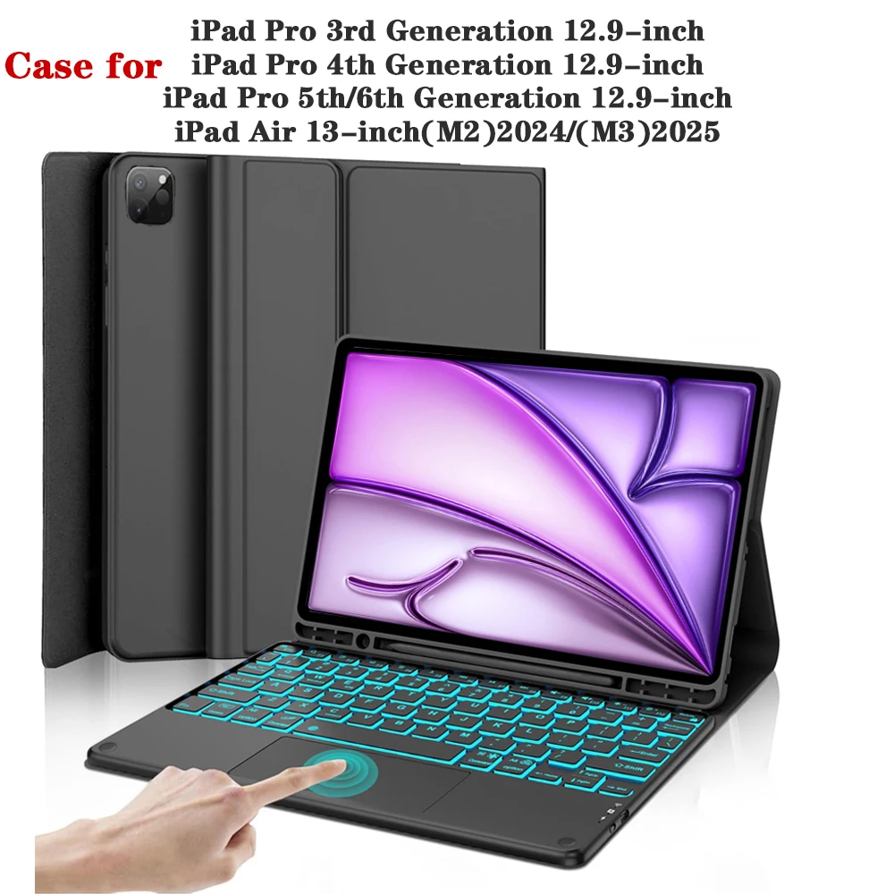 

Keyboard Case for iPad Air 13 inch (M2/M3),Tablet Case for iPad Pro 6th/5th/4th/3rd Generation 12.9 inch with Case Pencil Holder