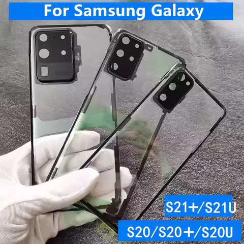 Housing For Samsung Galaxy S21 Ultra S20 Plus Transparent Battery Back Cover Repair Door Rear Case + Camera Lens