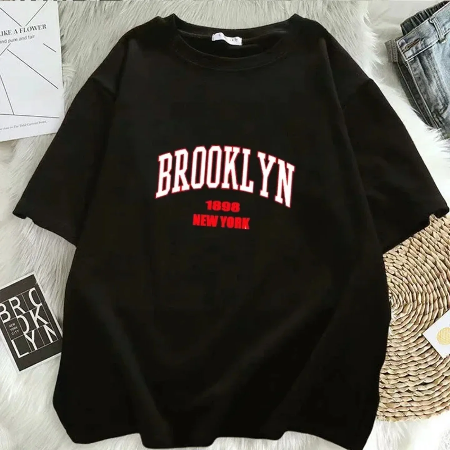 Fashion Women Y2K Harajuku Oversized T-Shirt California West Coast Graphic Print Casual Streetwear Short Sleeve Tops