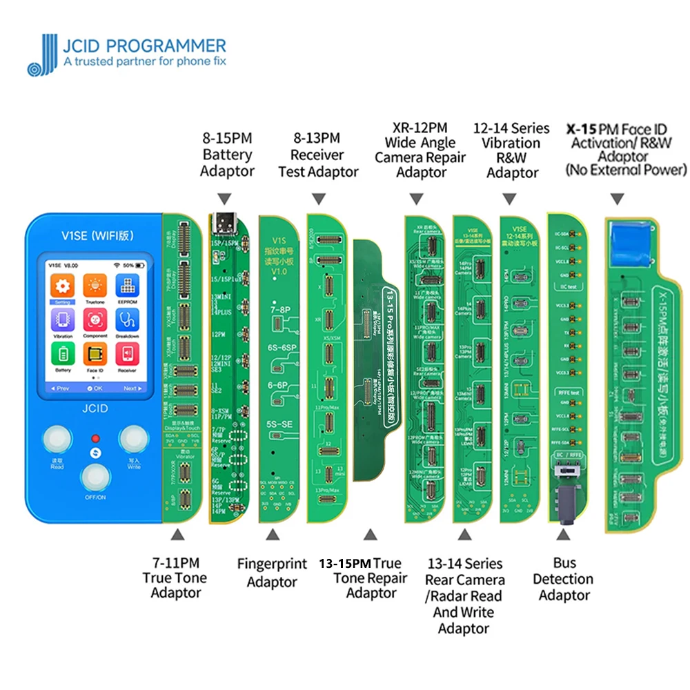 جديد JCID JC V1SE V1S PRO Dot Matrix Face LCD True Tone حساس للضوء الأصلي اللون بصمة لوحة البطارية آيفون X-15pm