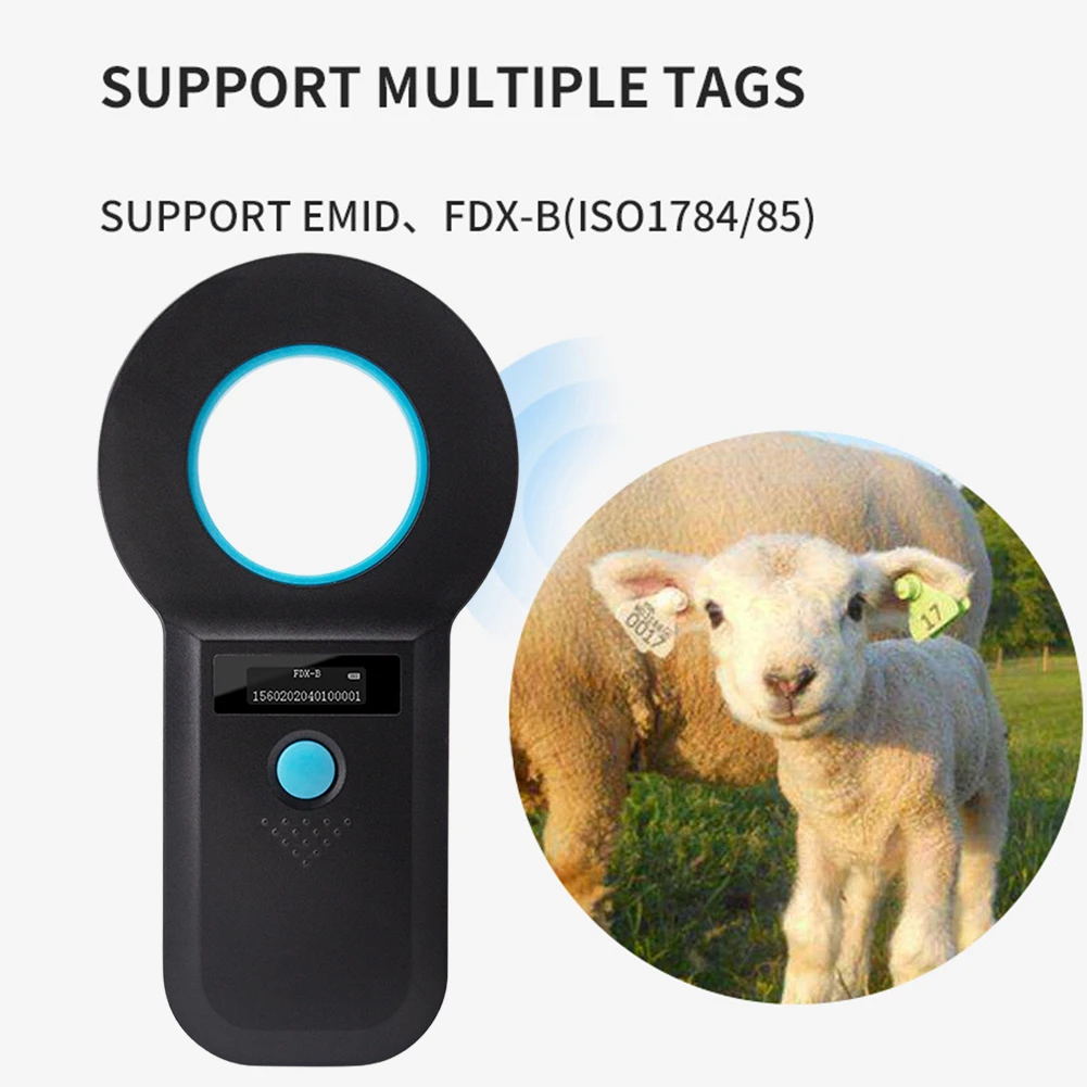 Handheld Pet Microchip Scanner Reader OLED Display EMID FDX-B(ISO11784/85) Animal RFID EMID Reader Rechargeable Pet Tag Scanner