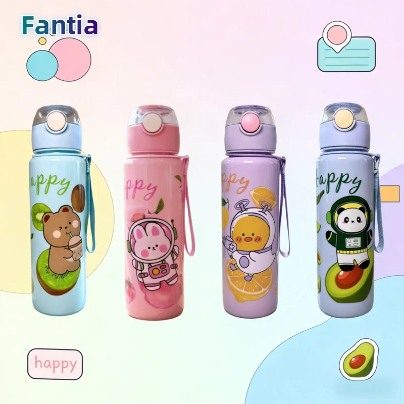 

Fruit & Animal Cute Cartoon Water Cup (Bear,Panda,Rabbit,Duck Designs) 700ML Large Capacity Straw Cup Plastic Material,Durable