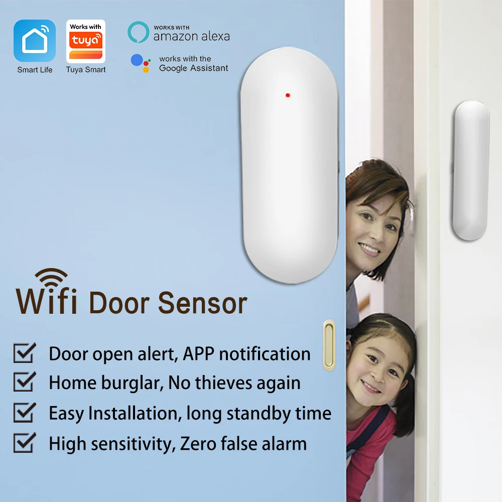 

Беспроводной магнитный дверной датчик Tuya WiFi, интеллектуальная система сигнализации для дома, защита от взлома, сверхнизкочастотный датчик, управление через приложение.