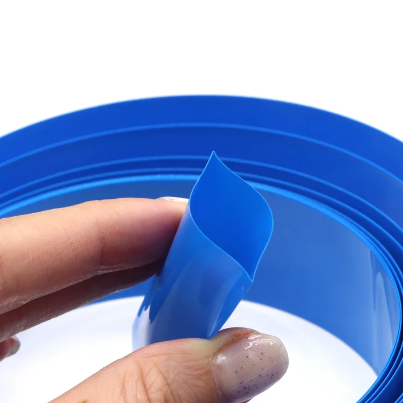 1/3/5M Blue 18650 PVC Heat Shrink Tube 70mm~220mm Precut PVC Shrinkable Tubing Insulated Lithium Battery Wrap Cable Protection
