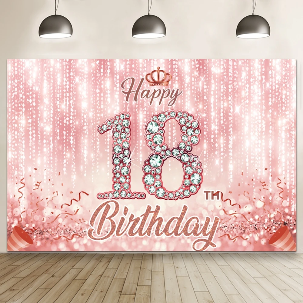 생일 축하 배너 배경, 반짝이는 다이아몬드, 18 번째 생일 장식 캔버스, 30 번째 파티 사진 배경, 커스텀 포스터