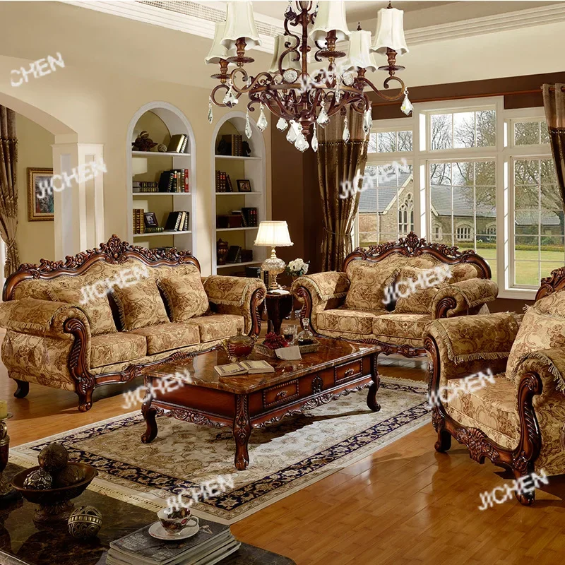 

XJC Living Room Solid Wood High-end Fabric Sofa Size Apartment Luxury Furniture