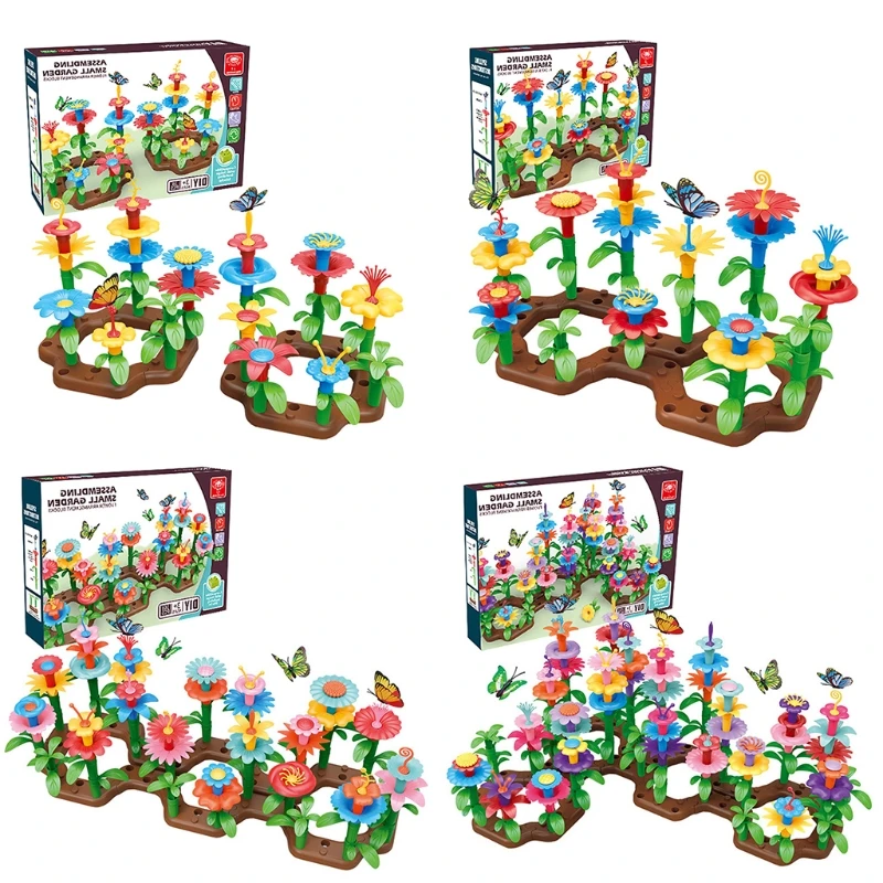 

Gardening Pretend for Kids for Toddlers Playset Flower Build A Garden Toy Building Blocks Set Educational Flower Durable