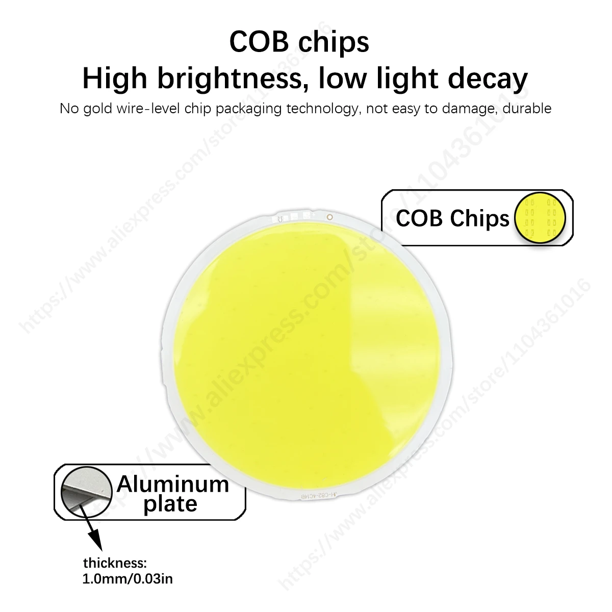 DC 12V Round LED Panel LED COB Module 82mm COB LED Chip on Board 8w Bulb Light Emitting Diode For DIY Car Lamp Cold White 6500k