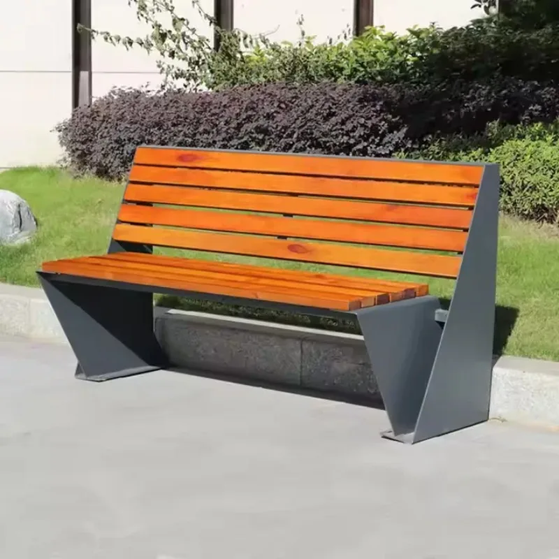 

Уникальный дизайн, оцинкованная металлическая деревянная скамейка, уличное сиденье со спинкой для муниципального парка, патио, сада