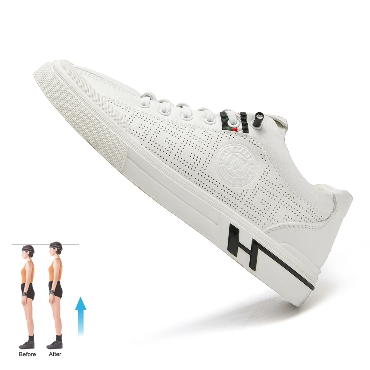 Casual Lift Sneakers Hollow Out Breathable Men Elevator Shoes Height Increase Insole Flat / 5cm Taller Shoes Men Fashion Sports