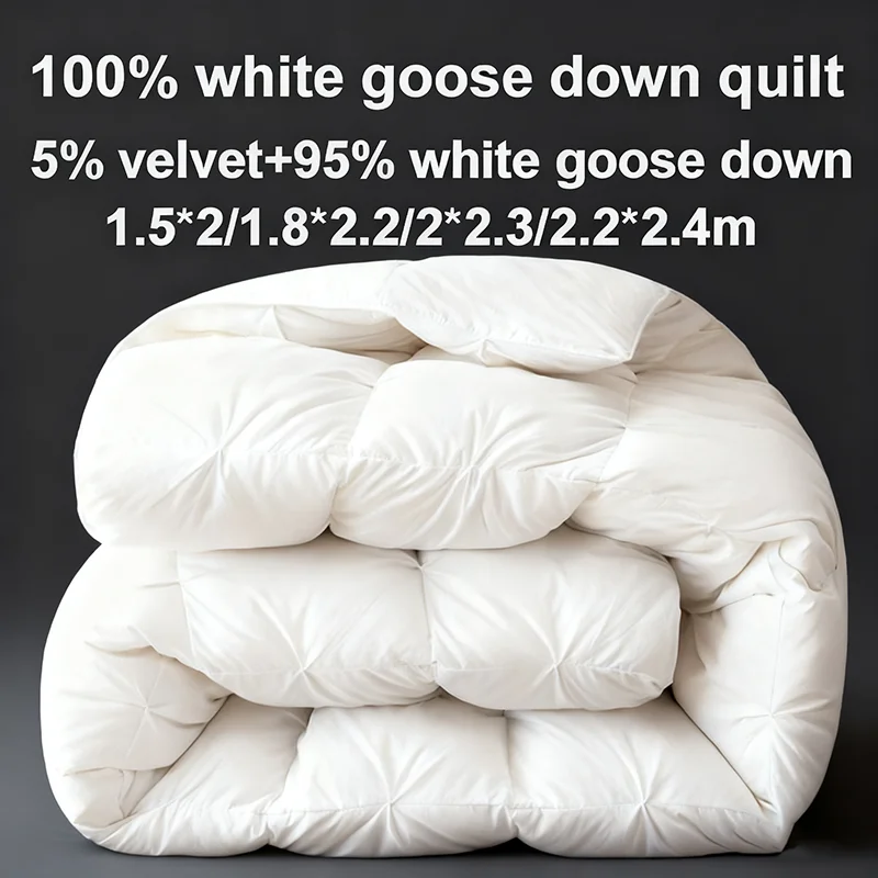 100% Goose Down Comforters Thicken Duvets Luxury Bedding Set For Winter Queen Size Heavy Down Quilt Warm 1.5*2/1.8*2.2/2*2.3m