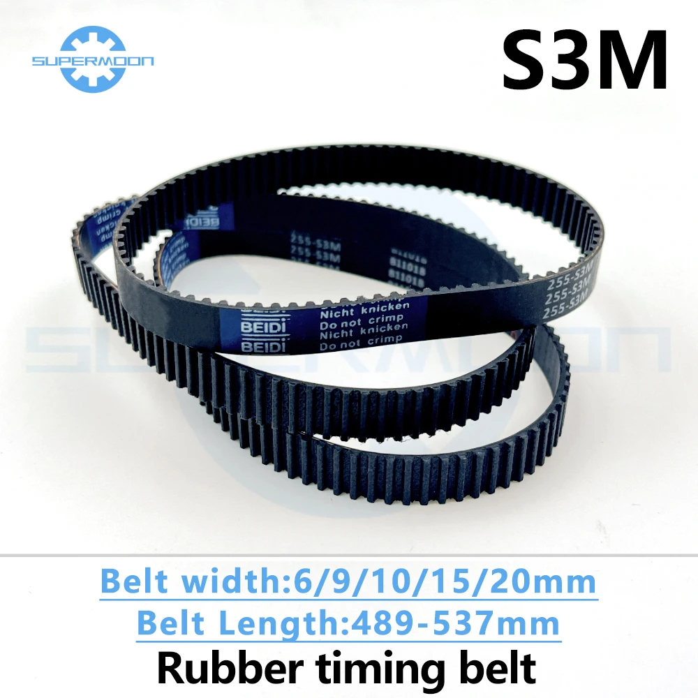 S3M Timing Belt Length 489 492 495 498 501 504 507 510 513 516 519 522 525 528 531 534 537mm Width 6-20mm High Quality Rubber