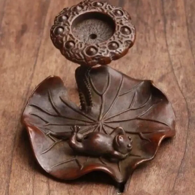 Lying frog lotus leaf Backflow Incense Burner Statue for Tea Home Decor Ornaments